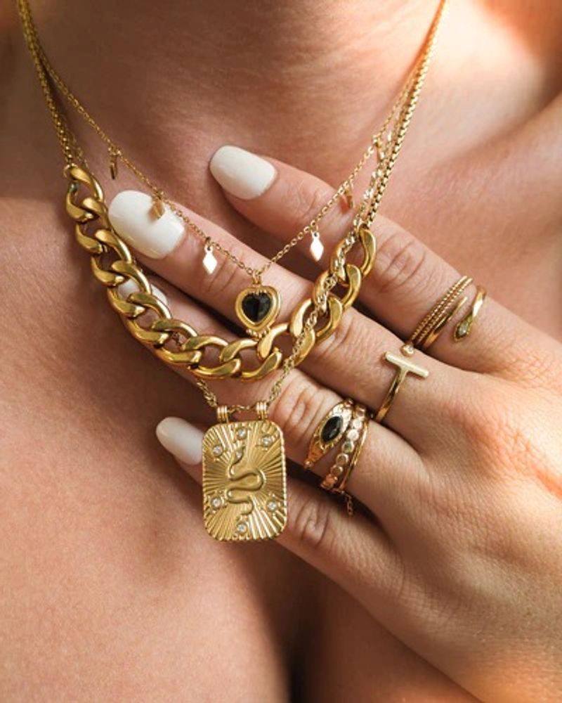 Collier en acier inoxydable incolore style automne-hiver pour femme, design hip-hop léger et unique sur Instagram_voghion.com