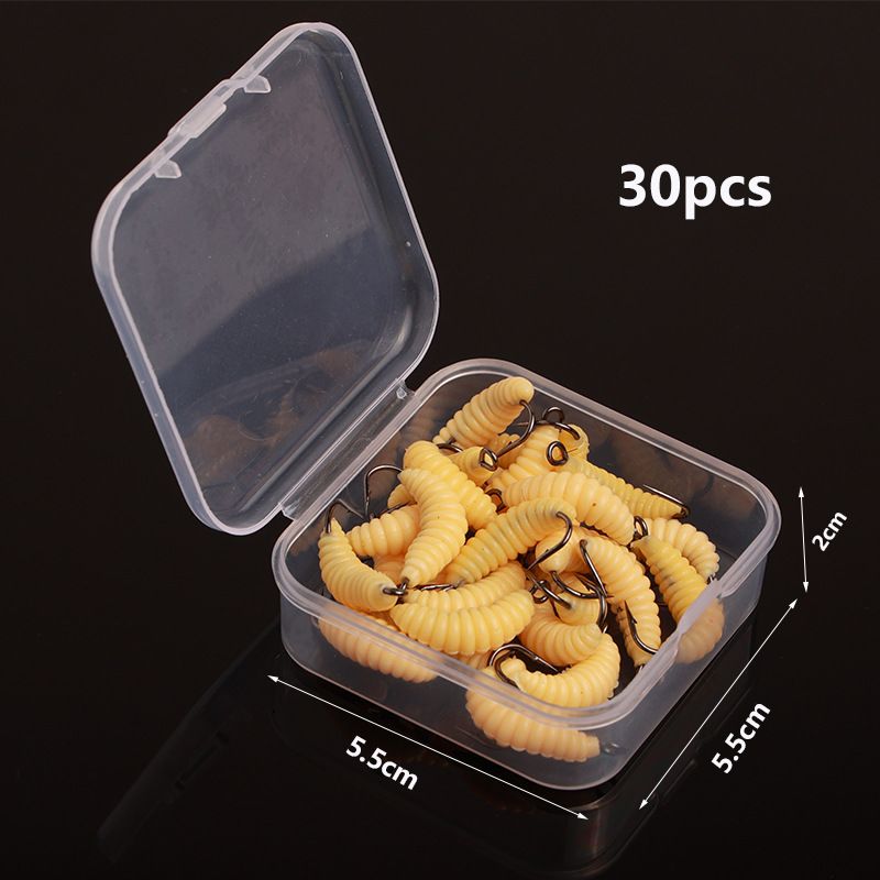 Lure With Hook Bread Worm 20mm 0.45g Bionic Hooked Maggot Soft Bait Set_voghion.com