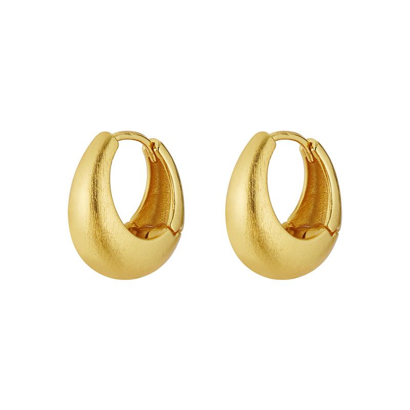 Exquisite Simple Brushed Water Drop Plain Hoop Earrings French Niche High-end C-shaped Ear Clips_voghion.com