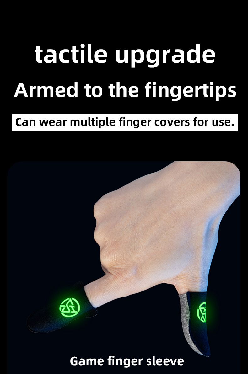 Neue leuchtende Fingerabdeckung für Spiele, ultradünn, schweißfest, E-Sport-Hühnerfingerabdeckung, supraleitendes Silbertuch, King Mobile Game Fingerabdeckung_voghion.com