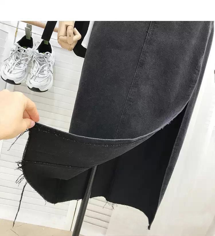 Vita alta e denim piccolo A-line a metà per le donne nell'estate del 2024, nuovo famoso spacco dimagrante avvolto su Internet_voghion.com