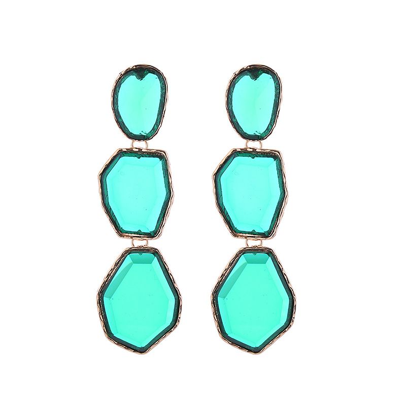 Orecchini in lega di resina trasparente alla moda e alla moda, stile lungo da donna, orecchini geometrici irregolari multistrato_voghion.com