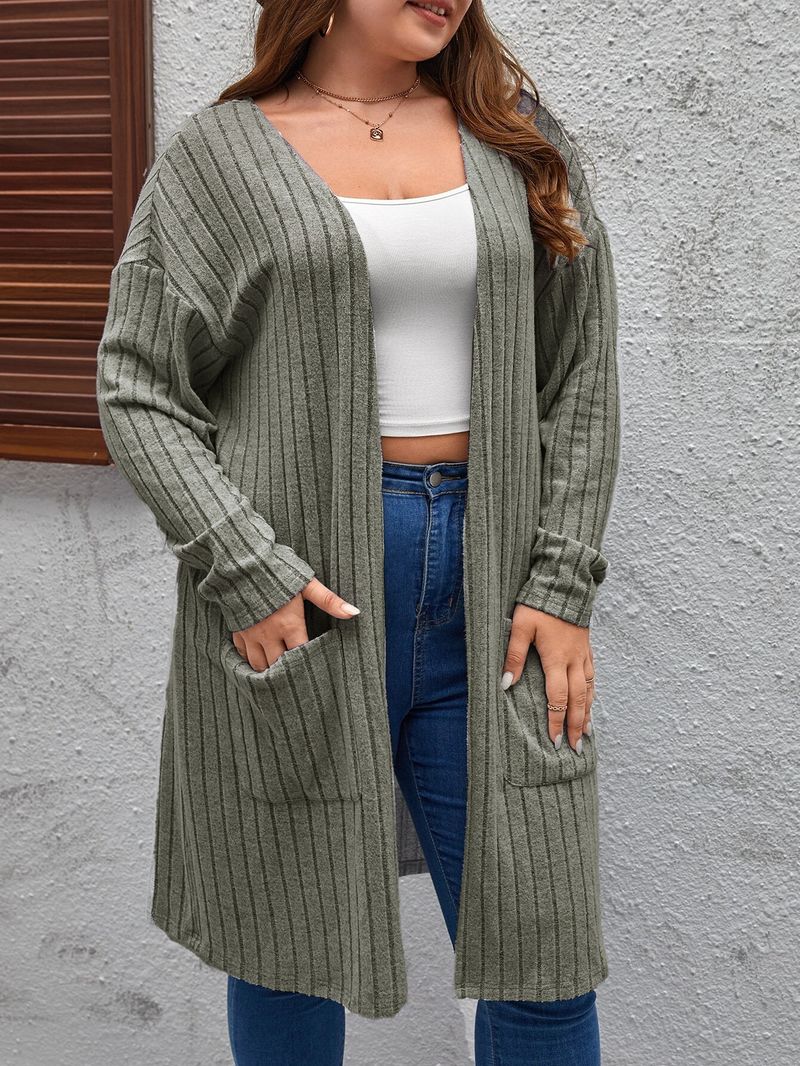 Spring And Autumn European And American New Large Size Casual Long Sleeved Cardigan Sweater Jacket Womenv_voghion.com