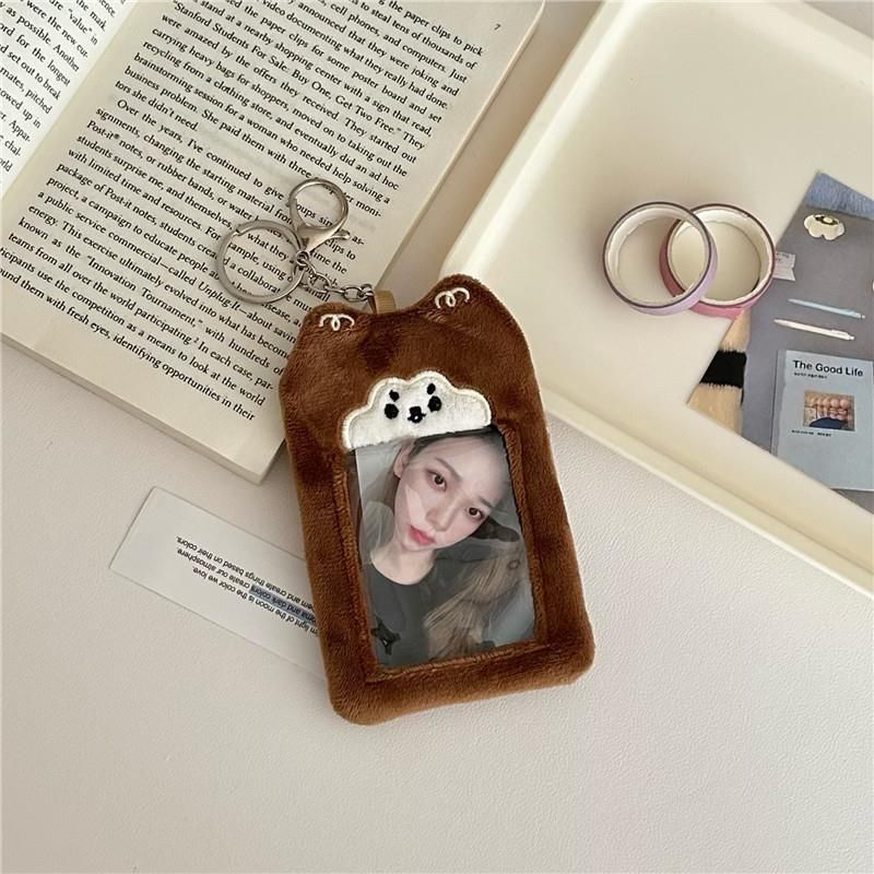 Bolsas femininas estilo original ins, filhote de cachorro fofo, porta-cartões de pelúcia, cartão de refeição do campus, cartão de ídolo, pingente para exibição de fotos_voghion.com