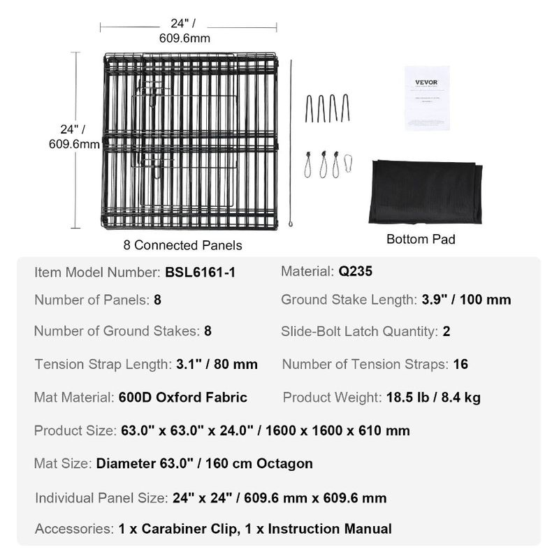 Exercise Foldable Pad Bm Crate Dog Fence Indoor With O Stakes 8 Pet Panels 24 Metal Playpen Pen H With Ground Dog Kennel Puppy_voghion.com