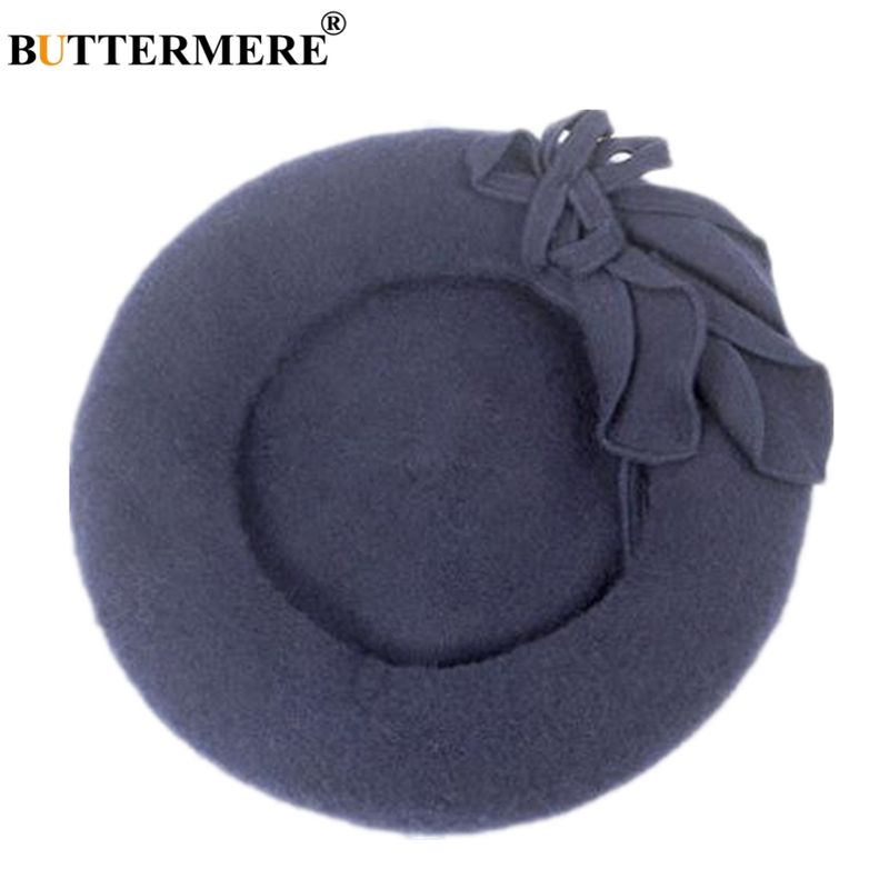 Forró akciós BUTTERMERE gyapjú francia női zöld elegáns festőkalapok női masnis masnis női barett őszi-téli művész sapka_voghion.com