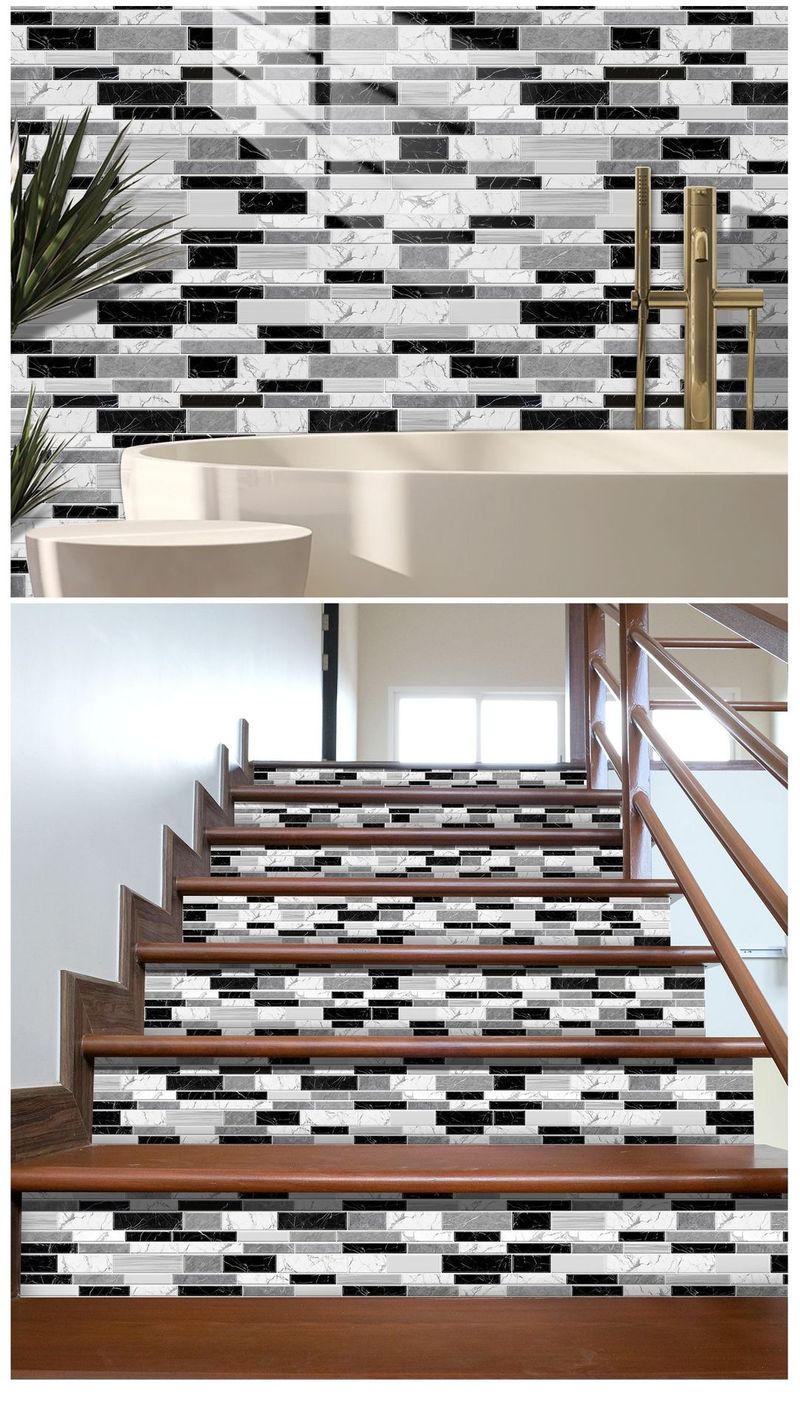 12 pezzi adesivi per piastrelle in cristallo di marmo a forma di mosaico per cucina, bagno, decorazione murale autoadesiva impermeabile_voghion.com