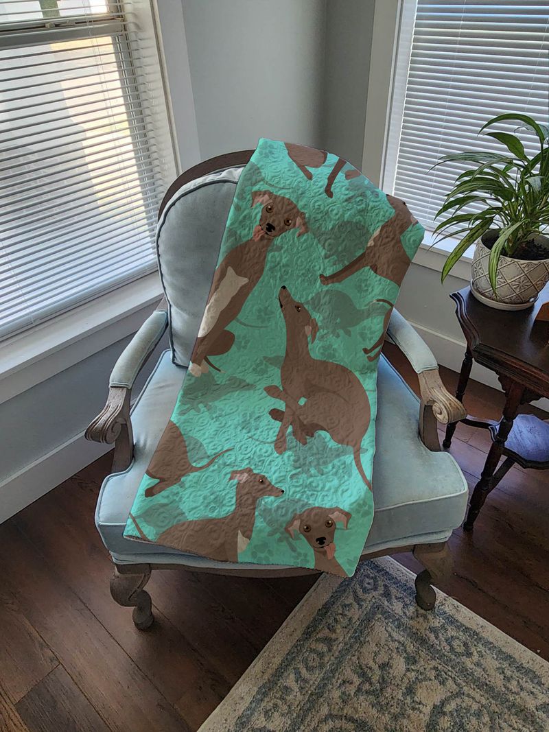 Fawn Italian Greyhound Quilted Blanket 50x60 Artwork Pattern Quilted Throw Blanket for Bed, Couch, Sofa, Soft and Lightweight_voghion.com