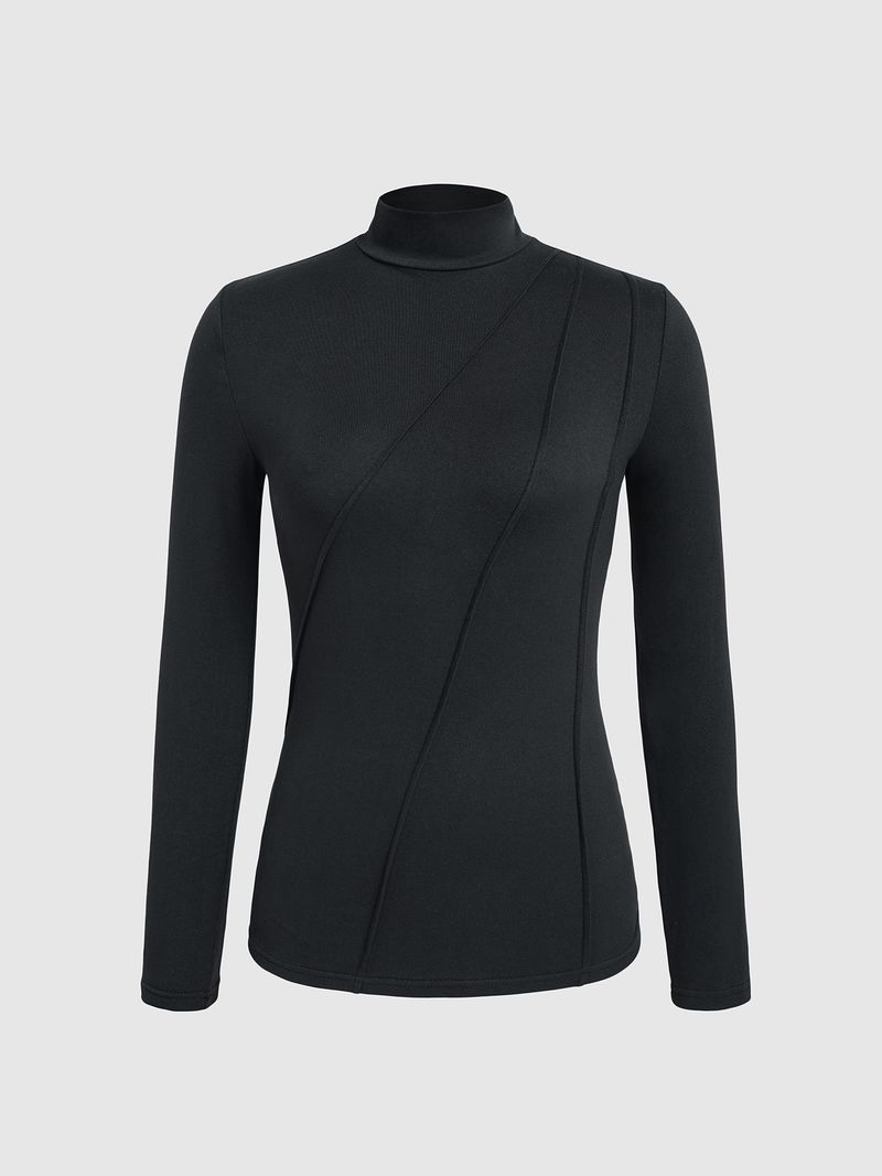 Roupas femininas Outono e inverno Novo estilo Camisa de veludo alemão Camisa justa e quente Tops femininos Slim Mangas compridas_voghion.com
