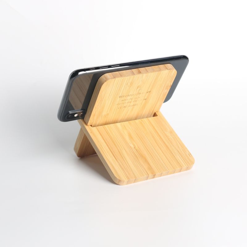 50704555550<=3 15W Bamboo Wireless Detachable Two-Piece Set Multifunctional Portable Stand Phone Charger_voghion.com