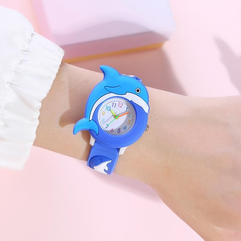 Cartoon Children's Watch Silicone 3D Student Cute Quartz Watch Dream Childlike Interest Dolphin Pattern Watch_voghion.com