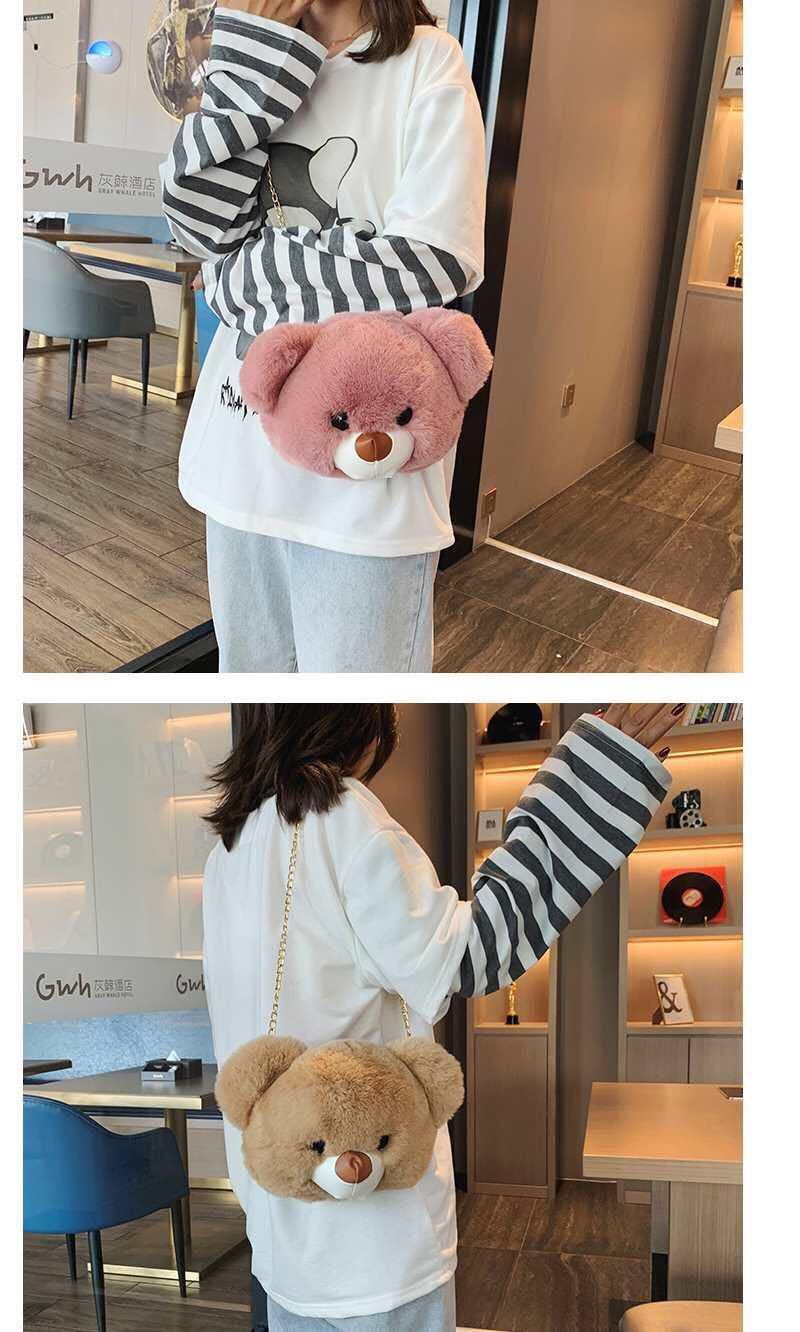 Borsa morbida da bambola lolita con testa di orso in peluche, borsa a tracolla da donna, piccola borsa carina, borsa giapponese in peluche lolita con orso_voghion.com