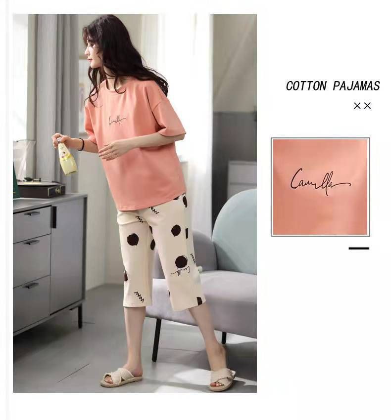 Sieviešu vasaras pidžamas, plus izmēra īsroku kapri bikses, vasaras sieviešu uzvalks, virsdrēbes, korejiešu stila, jaukas, mājas apģērbs, plānas_voghion.com