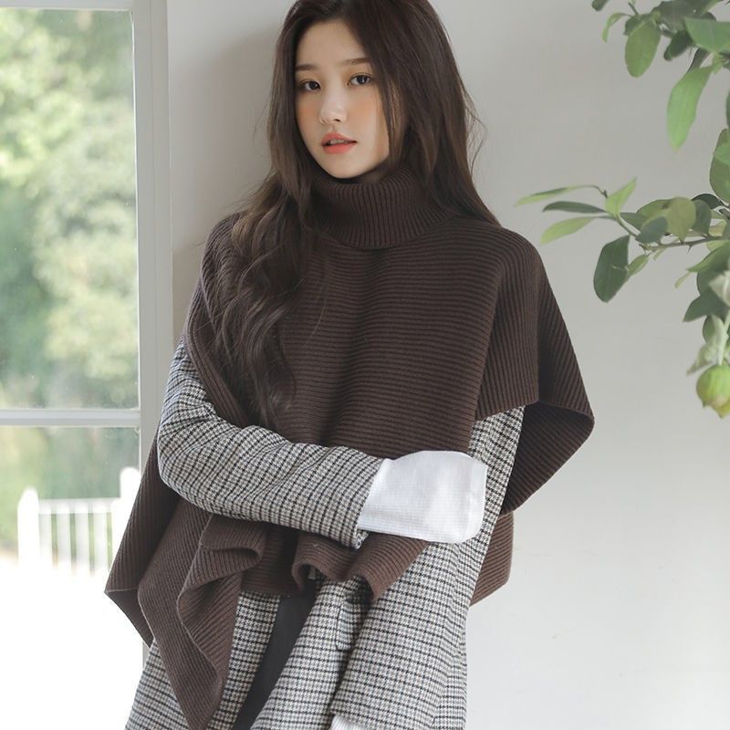 2025 Herbst und Winter Neue reine Farbe High Neck Schal gestrickte Pullover Schal Kopf warmen Kragen warme Kleidung_voghion.com