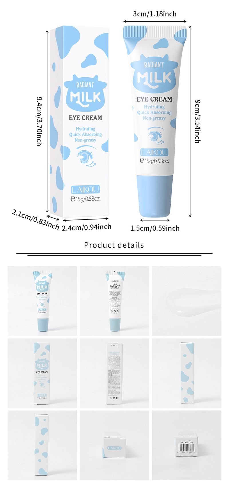 Crema contorno occhi al latte LAIKOU 15 g Crema idratante, nutriente e nutriente per la pelle del contorno occhi_voghion.com