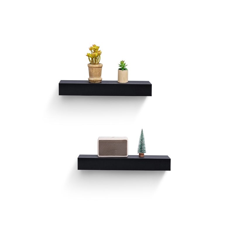 Floating Shelves 18.11" Wall Mounted Wood Shelves For Bathroom, Bedroom, Living Room, Kitchen, Hanging Shelf For Books/Storage/Decor With Invisible Brackets, Black_voghion.com