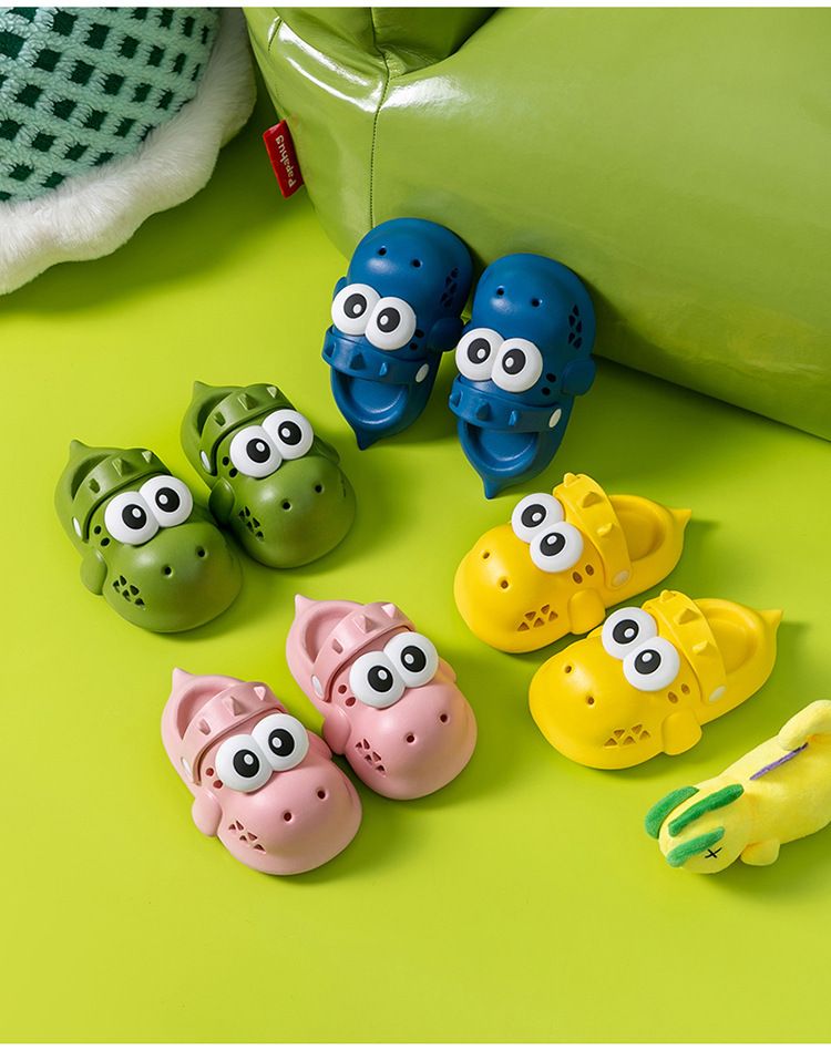 Chaussons dinosaures mignons pour enfants, intérieur et extérieur en été, sandales et pantoufles antidérapantes et résistantes à l'usure, chaussures à trous,_voghion.com