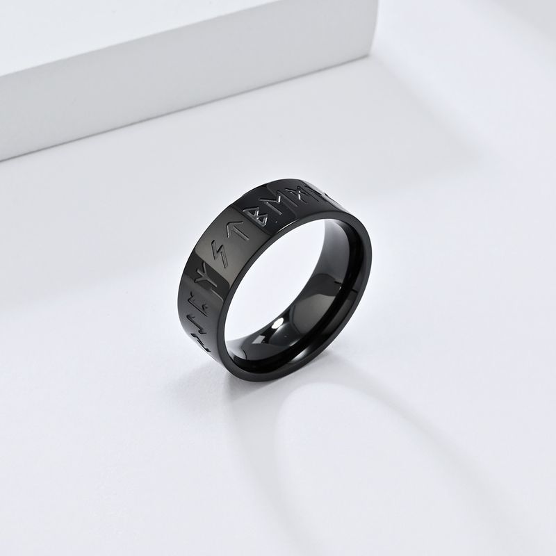 Anello in acciaio al titanio con testo vichingo nordico, anello retrò in argento, personalità di nicchia, senza genere, gioielli per le mani_voghion.com