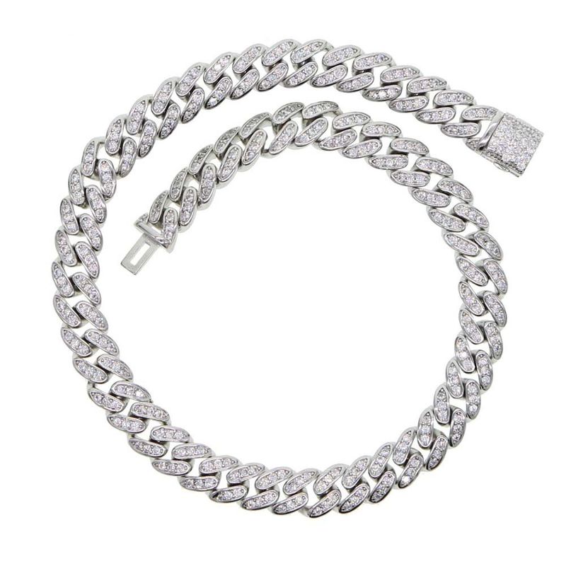 Cavigliera da donna con catena cubana in zirconi a doppia fila da 6 mm, stile punk, accessorio di moda hip hop, in argento e oro_voghion.com