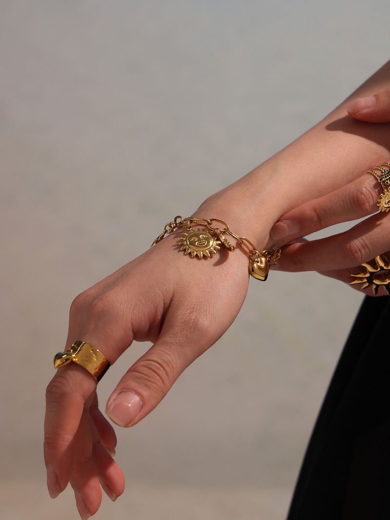 Damenschmuck Sonnengöttin Mond Liebe Herz Multi Zubehör DIY Armband Edelstahl Beliebter Fußkettchen Schmuck_voghion.com