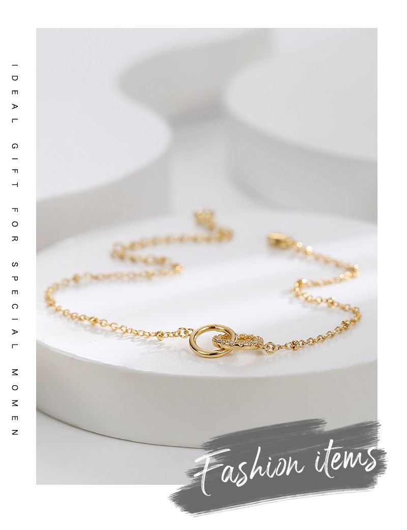 Fashion Interlocking Anklets For Women, Simple And Elegant, Adjustable, Micro Inlaid Zircon Foot Accessories_voghion.com