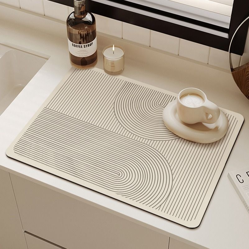 Minimalist Diatomite Kitchen Mat - Fast-Drying, Stain-Resistant Countertop Pad For Coffee Machines & Bar_voghion.com