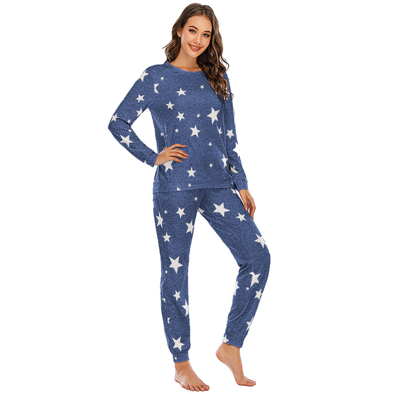 Pyjama étoile à cinq branches pour femmes, vêtements décontractés à manches longues pour dames, vêtements de maison, nouvelle collection_voghion.com