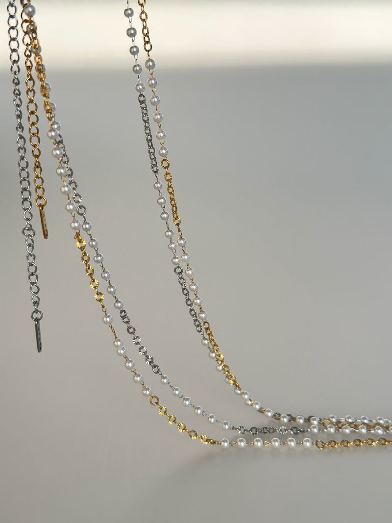 Forgyldt titanium stål retro perle præget taljekæde kropskæde_voghion.com