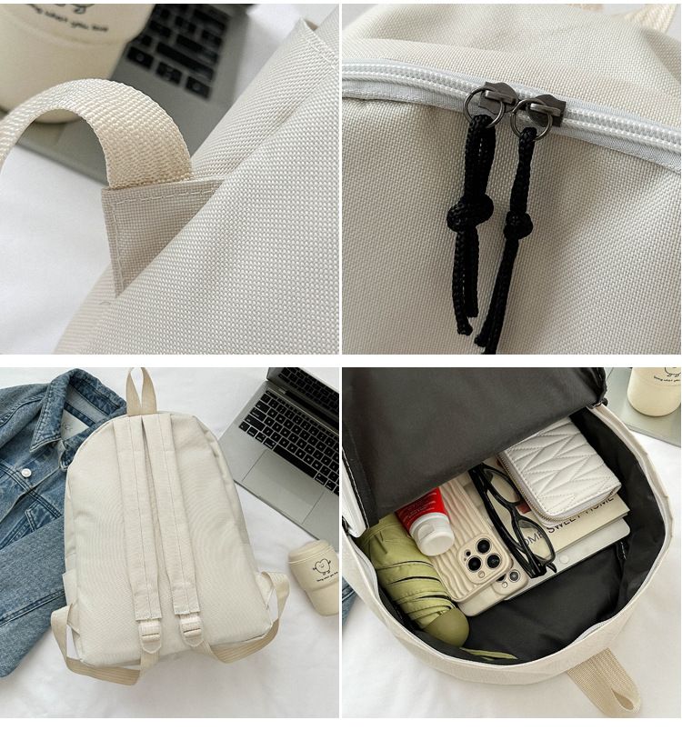 Water Repellent 19 Inch Solid Color School School Backpack_voghion.com