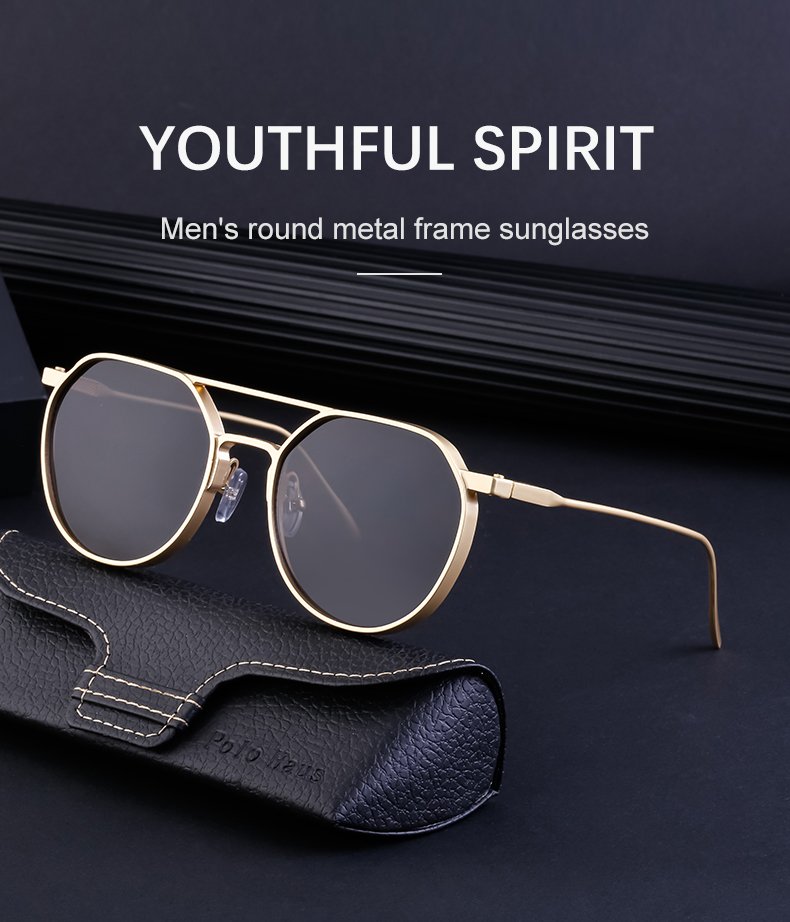Vintage-Sonnenbrille für Damen und Herren, Vintage-Mode, ovale Sonnenbrille mit goldenem Metallrahmen_voghion.com
