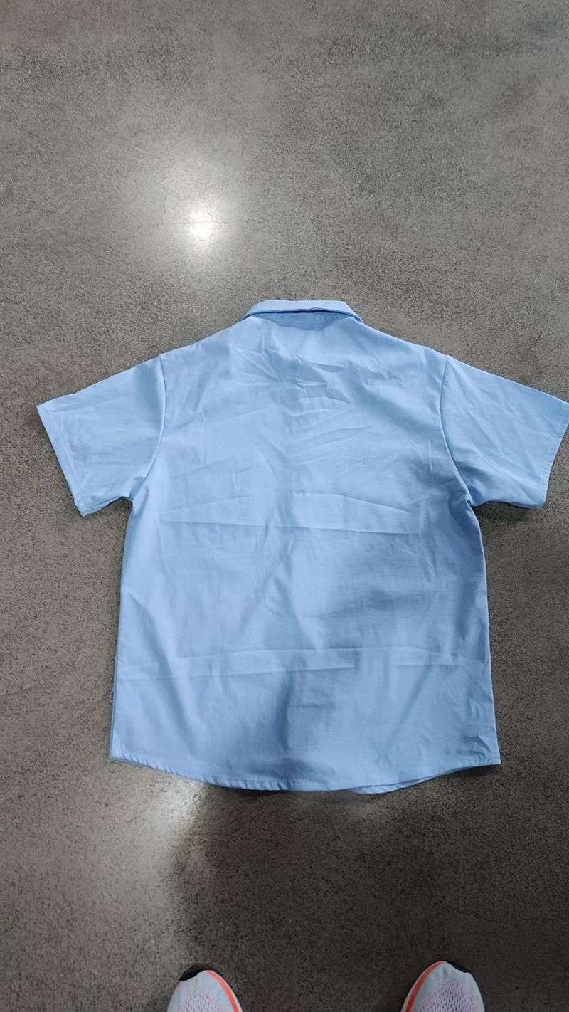Summer Men's Woven Lapel Solid Color Large Size Casual Simple Business Short Sleeved Shirt Men_voghion.com