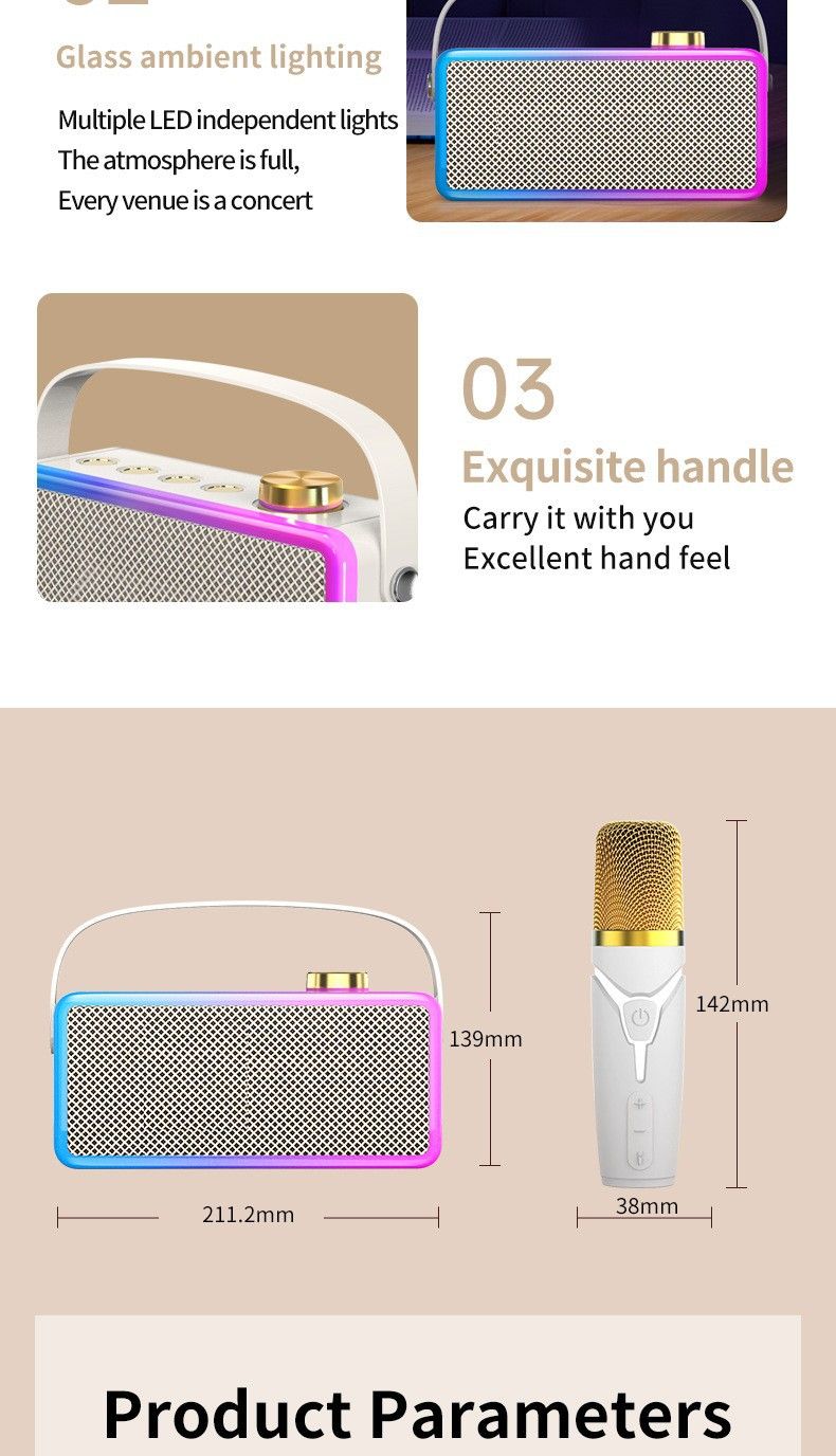 Yeni Bluetooth Hoparlör Ev Karaoke Hoparlörü Açık Hava Taşınabilir El Tipi Subwoofer USB Kart Hediye Hoparlör_voghion.com