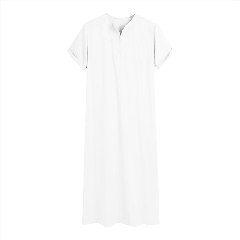 2025 Muslim Men Jubba Thobe Fixed Button Kimono Middle Robe Saudi Muslim Man Shirt Stand Collar Islamic Arab Kaftan Men Abayas_voghion.com