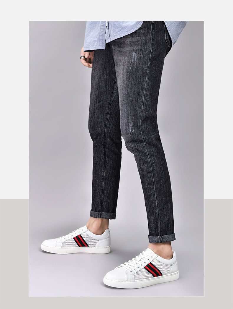 Cloth Net Small White Board Shoes Men's Casual Single Shoes Soft Surface Lace-up Large Hole Breathable Large Size Men's Shoes_voghion.com