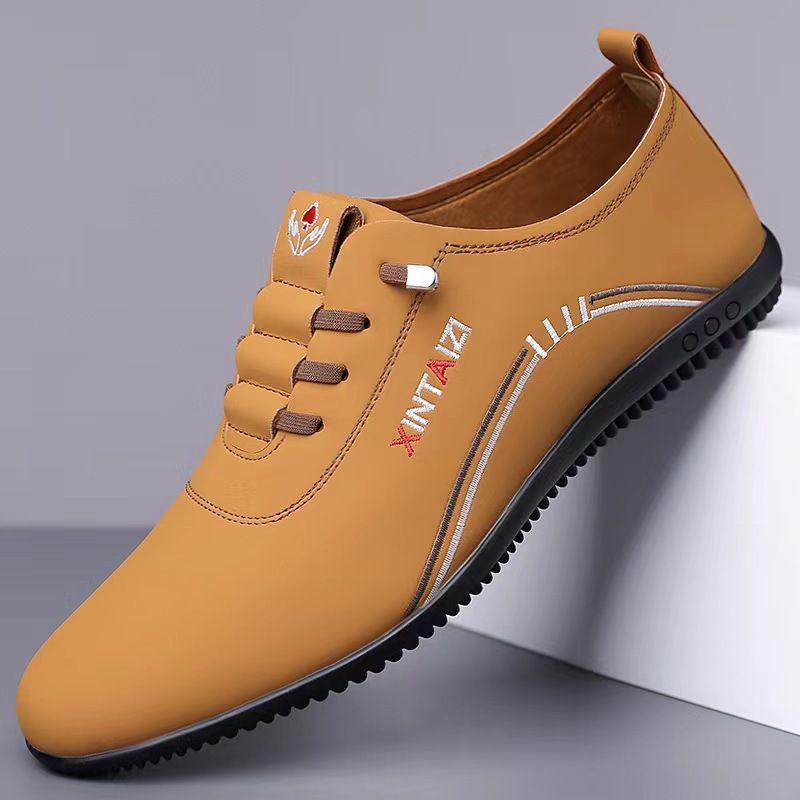 2025 Nieuwe lente- en herfstschoenen voor zakelijke casuals, dunne leren schoenen met zachte zool, lichtgewicht instappers voor heren_voghion.com