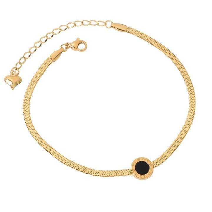 Titanstahl Mode Römische Fußkette Nischendesign Einfache Persönlichkeit Leichter Luxus Handschmuck High-End-Feeling_voghion.com