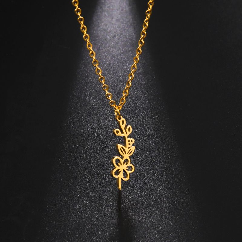Collier en acier inoxydable Skyrim avec pendentif en forme de fleur et de mois de naissance, cloche de neige, marguerite, rose, bijoux tendance, cadeau d'anniversaire, 2024_voghion.com