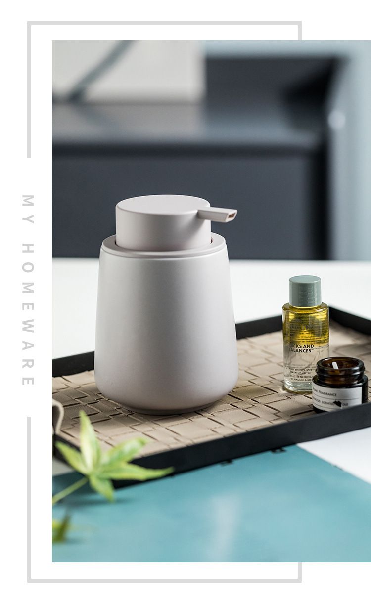340ml Ceramic Foam Dispenser Bottle – Hand Soap & Shampoo Foamer Pump – Matte Oatmeal & Lavender – Eco-Friendly Gift For Home & Spa_voghion.com
