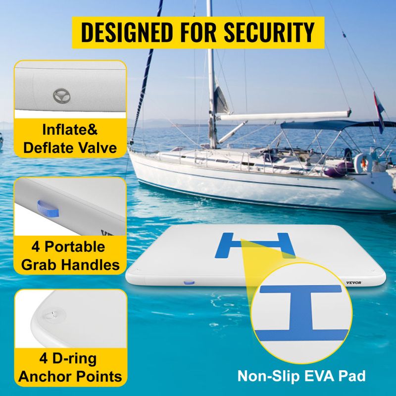 VEVOR 13'x6.5'x6' Inflatable Dock Platform, 8 to 10 Person Inflatable Floating Dock, Floating Platform with Electric Air Pump & Hand Pump for Pool Bea_voghion.com