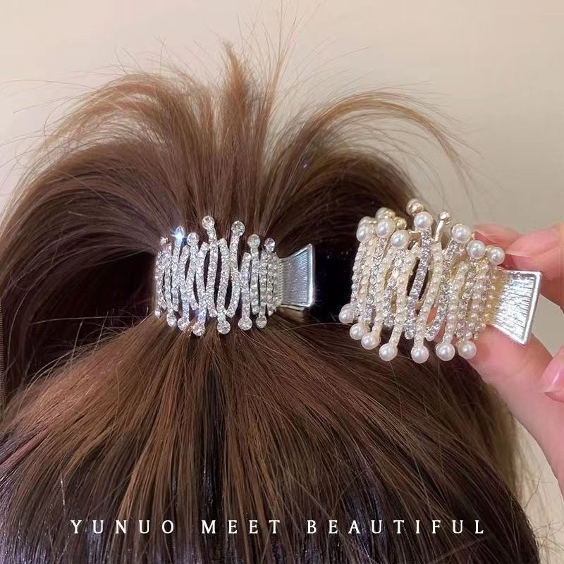 Versione coreana della coda di cavallo alta e alla moda, con temperamento a cucchiaio, piccola clip in strass, accessorio, anti-nicchia_voghion.com