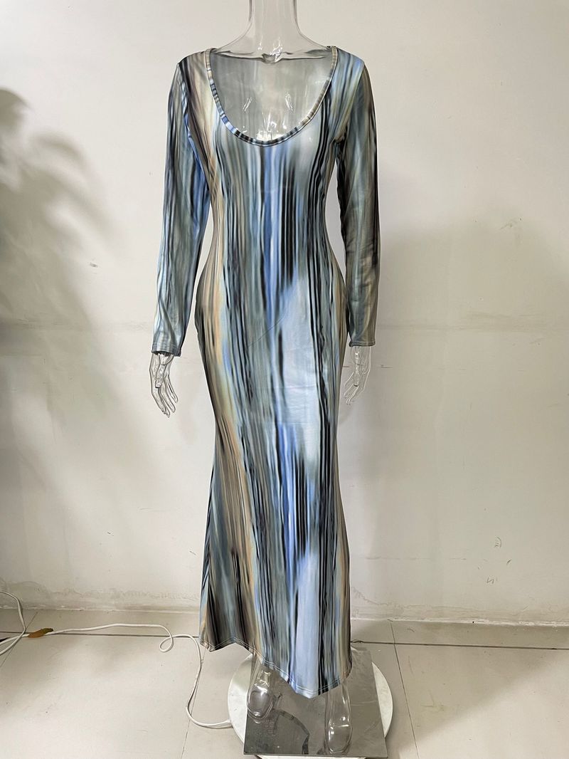 Jupe grande taille, col en V, imprimée, manches longues, coupe ajustée, sexy, printemps/été 2025, nouvelle collection pour femmes_voghion.com