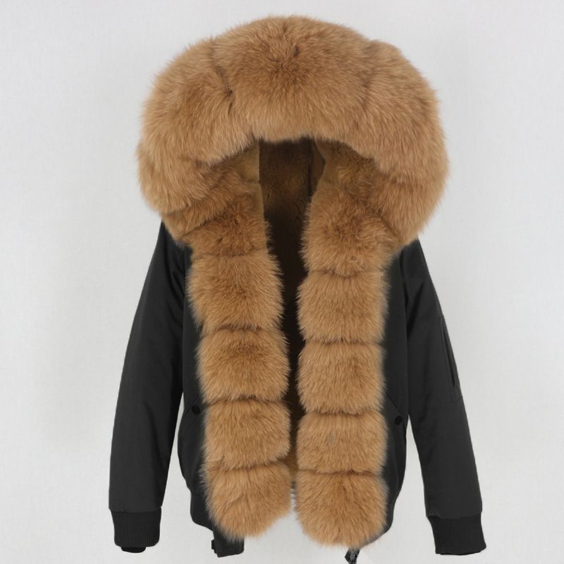 Women's Clothing Thickened Raccoon Fur Liner Removable Real Fox Fur Large Fur Collar Jacket Fur Cotton_voghion.com