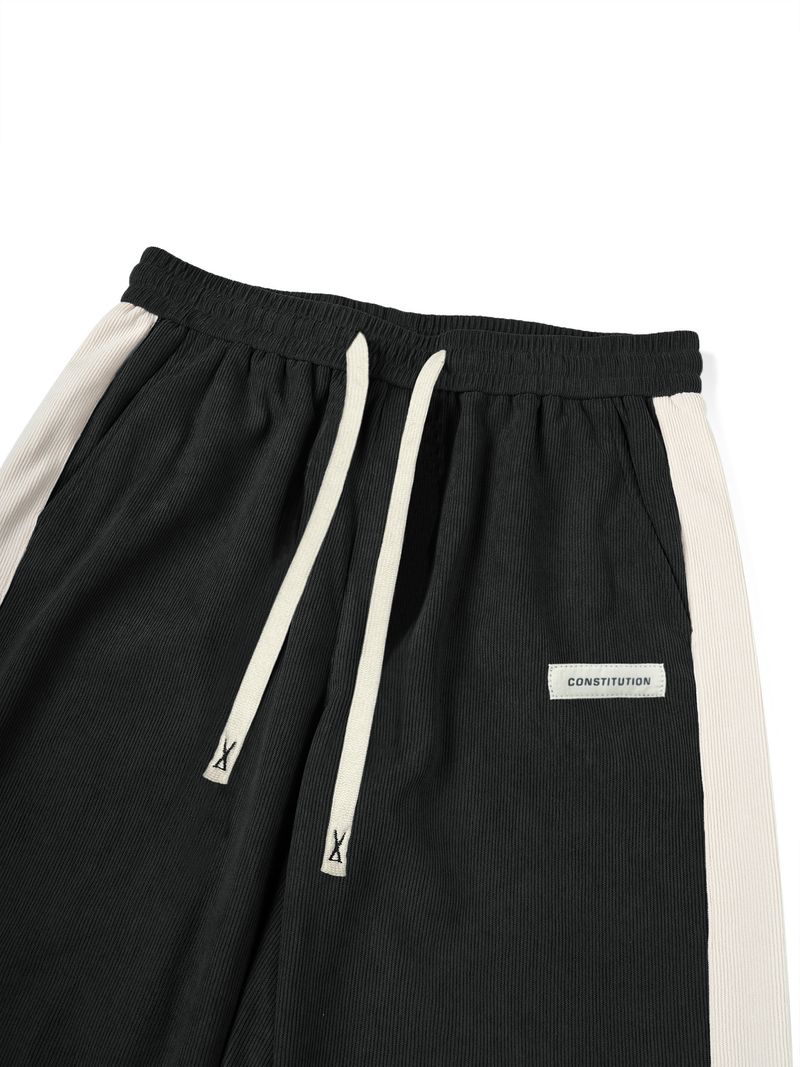 Cordhose mit Streifen für Herren – Lockere, gerade Passform, High Street Style (Schwarz, Cremeweiß, Dunkelgrau, S-XXL)_voghion.com