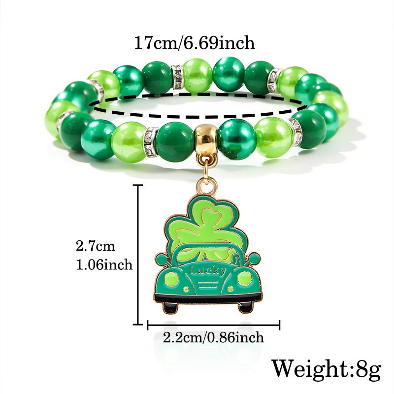 St. Patrick beaded bracelet niche pearl acrylic bracelet alloy pendant jewelry_voghion.com
