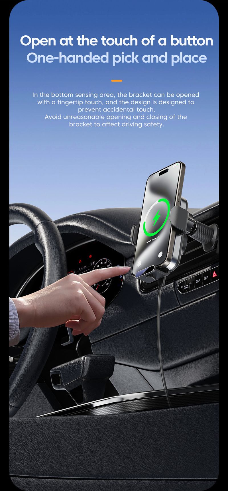 Încărcător auto X10s NeW 66W cu încărcare super rapidă wireless, senzor inteligent, suport multifuncțional pentru telefon mobil_voghion.com