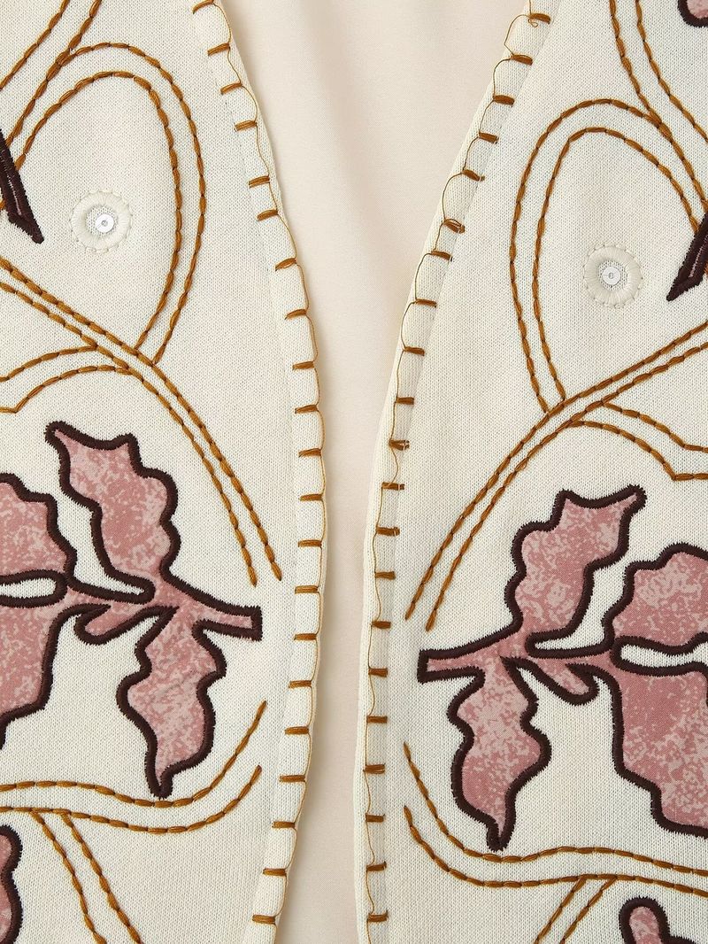 Abbigliamento donna 2024 autunno e inverno nuova moda gilet ricamato con scollo a V_voghion.com