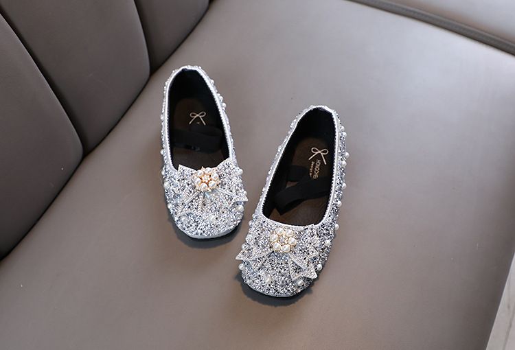 Scarpe da spettacolo per mamma e bambini Scarpe da principessa con paillettes Versione coreana Scarpe da bambina con cristalli Fondo morbido_voghion.com