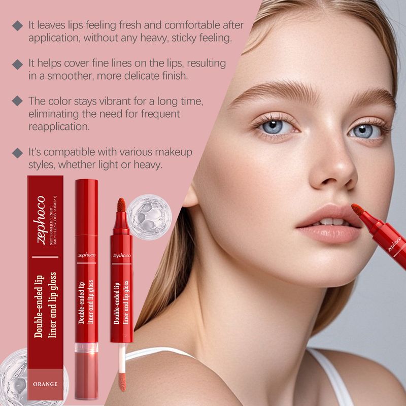 zephoco Orange Red Two-in-One Hydrating Delicate Silky Easy To Apply Makeup Daily Plumping Moisturizing Lip Gloss_voghion.com