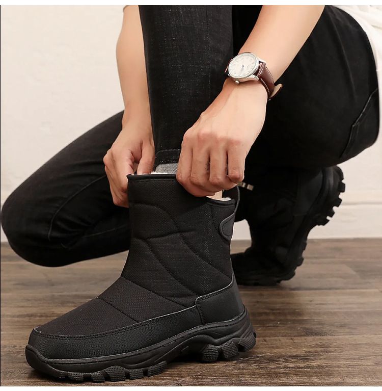 Nouvelle chaussure d'hiver chaude et épaisse avec doublure polaire, botte de neige Northeat, chaussure de voyage imperméable et résistante au froid, en coton pour homme_voghion.com