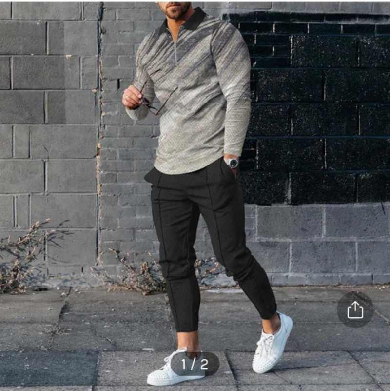 2022 New hoodie for casual round neck 3D digital printing two-piece men's set_voghion.com